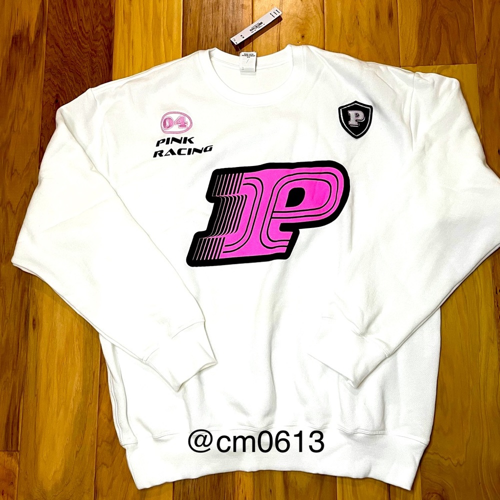 VS PINK RACING SWEATSHIRT CREWNECK PULLOVERS